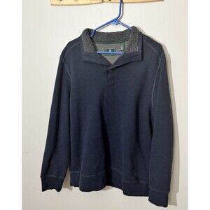 GH BASS & CO SWEATER MEN'S Large  1/4 ZIP LONG SLEEVE QUILTED MOOD INDIGO